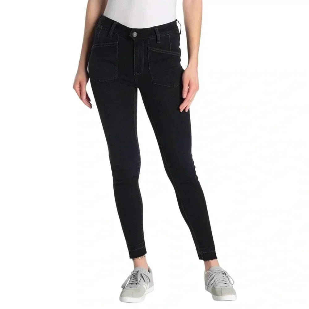 We The Free Ivy Released Hem Mid Rise Dark Navy Womens Skinny Jeans Size 24